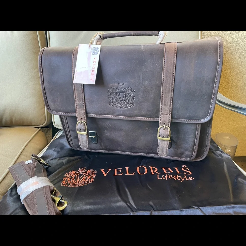 Velorbis “Old School” Brown Leather Briefcase
